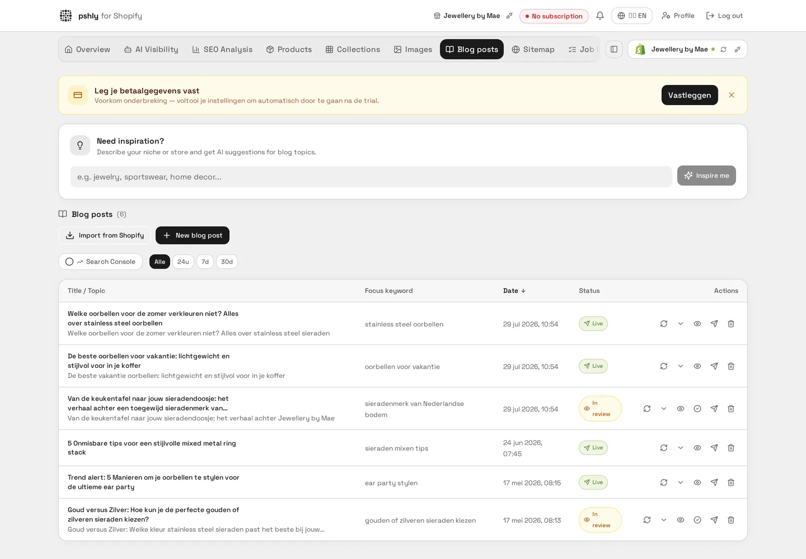 Blogcontent genereren en publiceren vanuit hetzelfde platform.